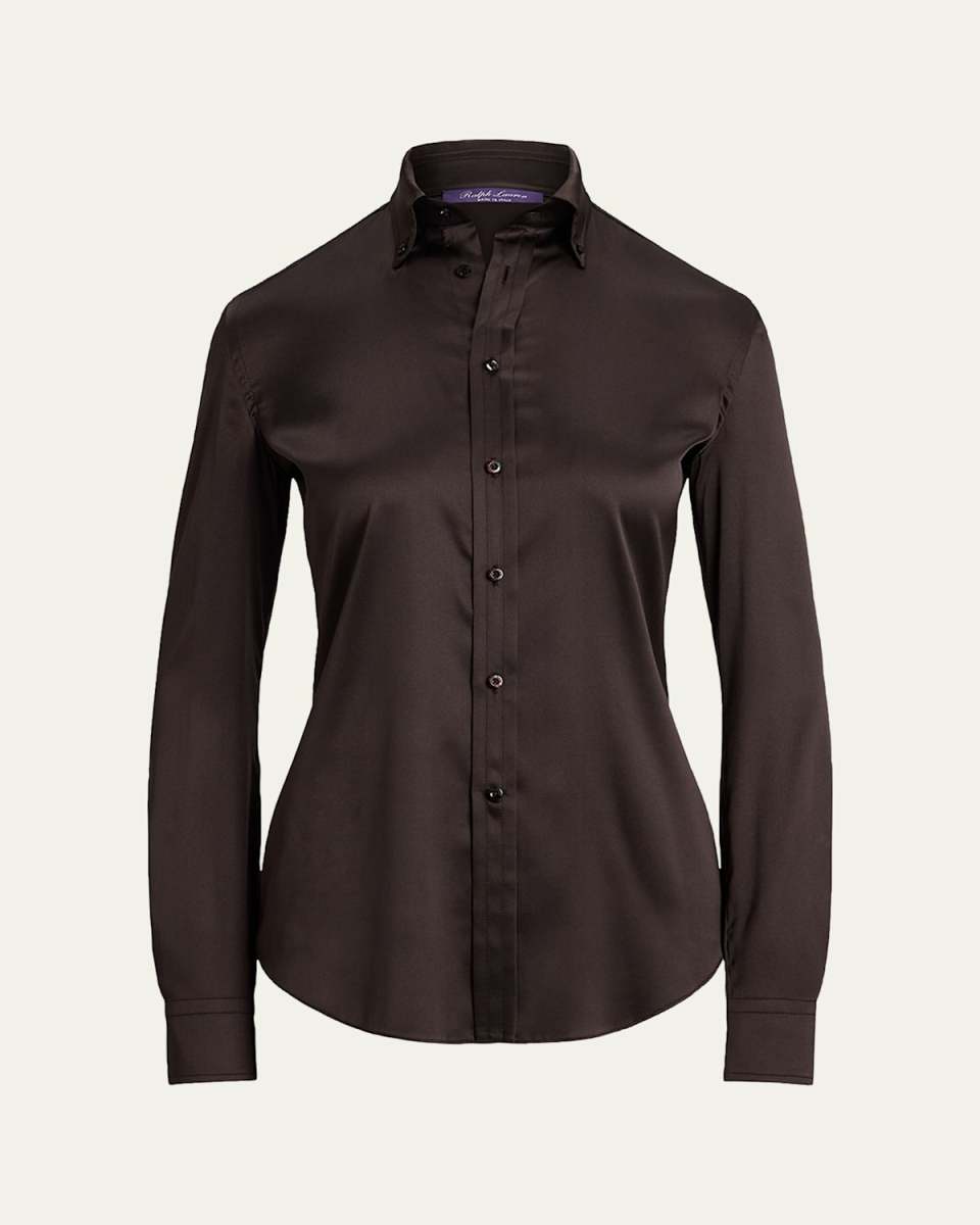 Cameron Stretch Silk Charmeuse Button-Down Shirt
